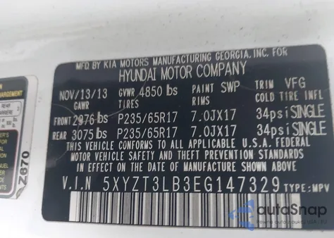 2014 Hyundai Santa Fe Sport 2.4L from USA, damaged, VIN 5XYZT3LB3EG147329